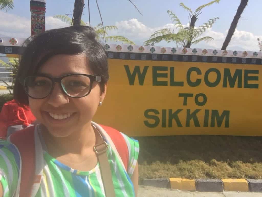 Welcome to Sikkim sign outside Pakyong airport and Heena